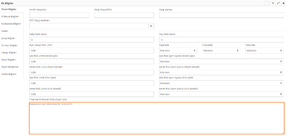 Finansal İstihbarat Notu Girişi